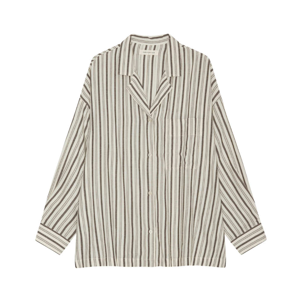 Quiet Stripe skjorte – Ecru/Brown